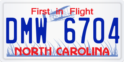 NC license plate DMW6704