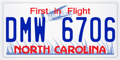 NC license plate DMW6706