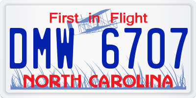 NC license plate DMW6707