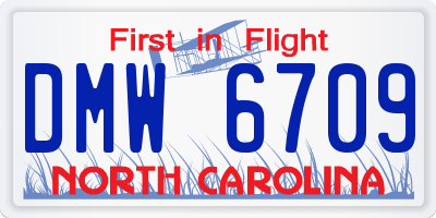 NC license plate DMW6709