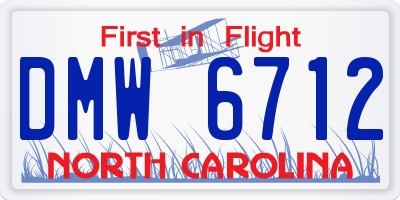 NC license plate DMW6712