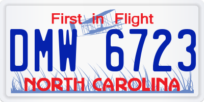 NC license plate DMW6723