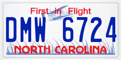 NC license plate DMW6724