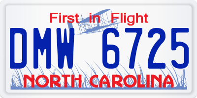 NC license plate DMW6725