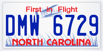 NC license plate DMW6729