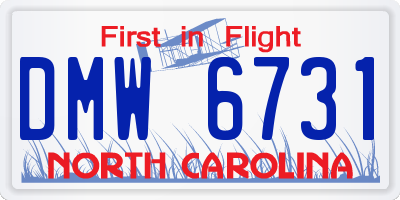 NC license plate DMW6731