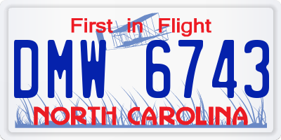 NC license plate DMW6743