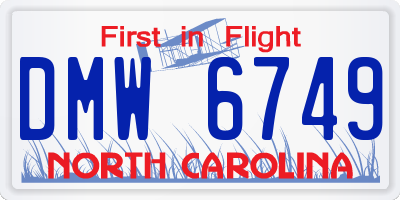 NC license plate DMW6749