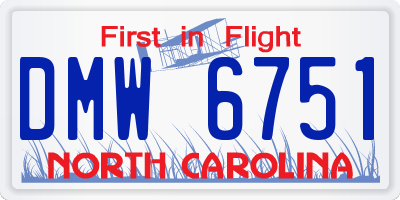 NC license plate DMW6751