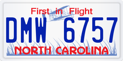 NC license plate DMW6757