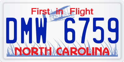 NC license plate DMW6759
