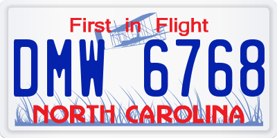 NC license plate DMW6768