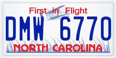 NC license plate DMW6770