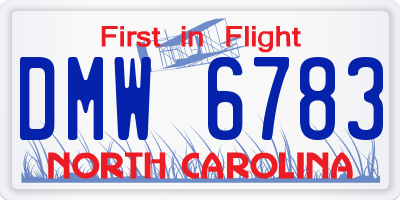 NC license plate DMW6783