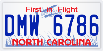 NC license plate DMW6786