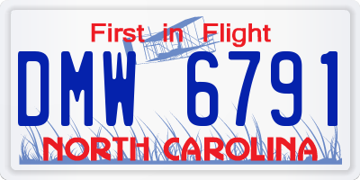 NC license plate DMW6791