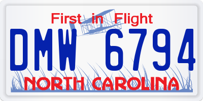 NC license plate DMW6794