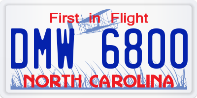 NC license plate DMW6800