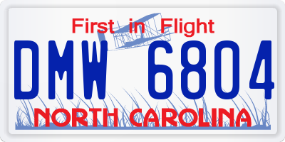 NC license plate DMW6804