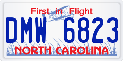 NC license plate DMW6823