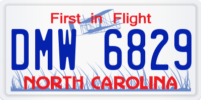 NC license plate DMW6829