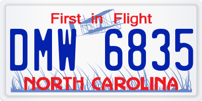 NC license plate DMW6835