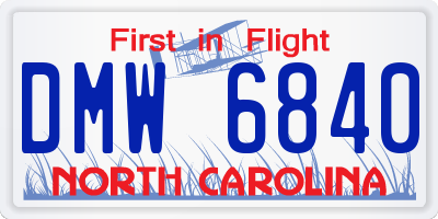 NC license plate DMW6840