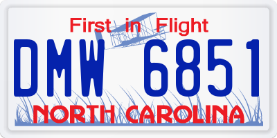 NC license plate DMW6851