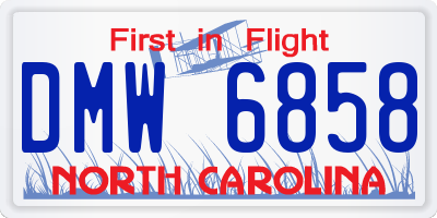 NC license plate DMW6858