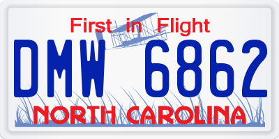 NC license plate DMW6862