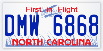 NC license plate DMW6868