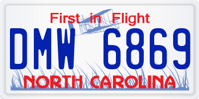 NC license plate DMW6869
