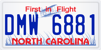 NC license plate DMW6881