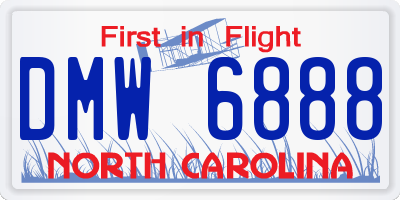 NC license plate DMW6888