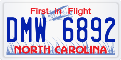 NC license plate DMW6892