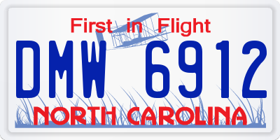 NC license plate DMW6912