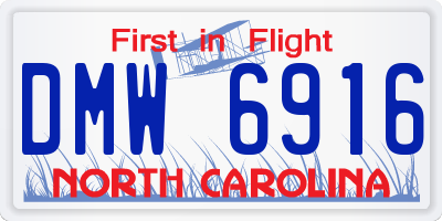 NC license plate DMW6916