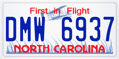 NC license plate DMW6937