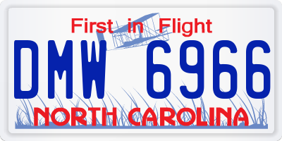 NC license plate DMW6966