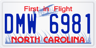 NC license plate DMW6981