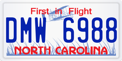 NC license plate DMW6988