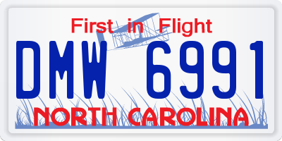 NC license plate DMW6991