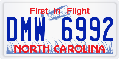 NC license plate DMW6992