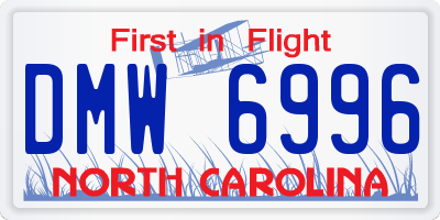 NC license plate DMW6996