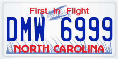 NC license plate DMW6999