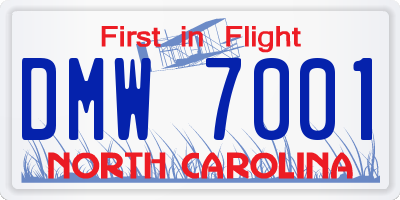 NC license plate DMW7001