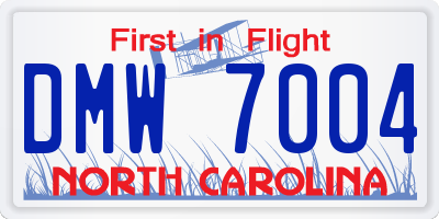 NC license plate DMW7004