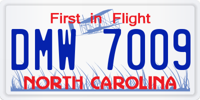 NC license plate DMW7009