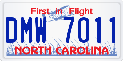 NC license plate DMW7011