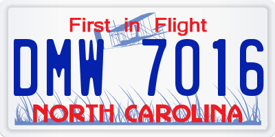 NC license plate DMW7016